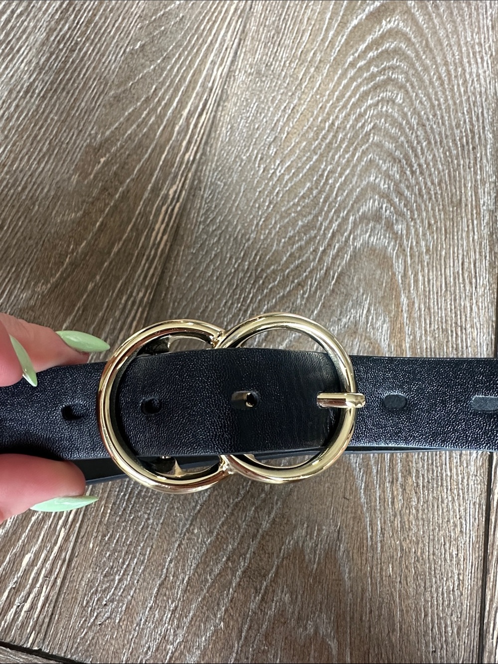 Universal Thread Black Leather Belt with Gold Buckle Size Medium